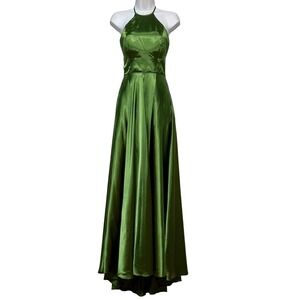 Blondie Nites Old Money Satin‎ Halter Gown Women's Size 1 Coquette Mermaidcore